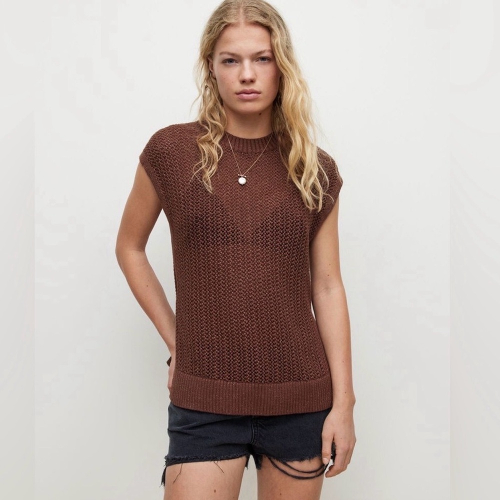 All Saints Chocolate Knit Top
